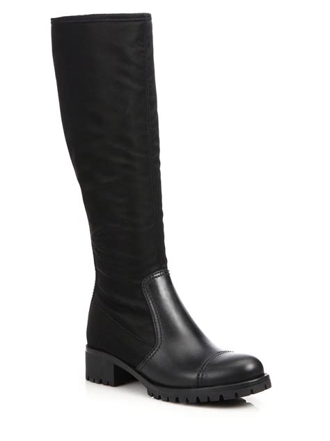 prada mixed-media lug sole flat boots|Women's Prada Platform Boots .